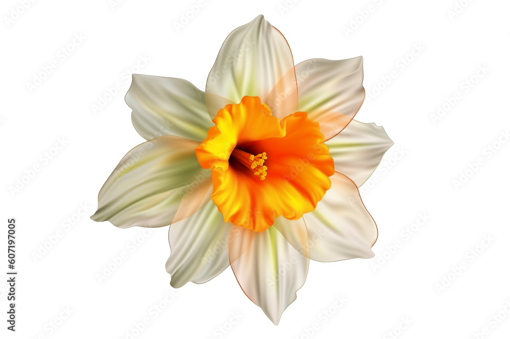 Fototapeta premium Narcissus flower on transparent background. Generative AI.