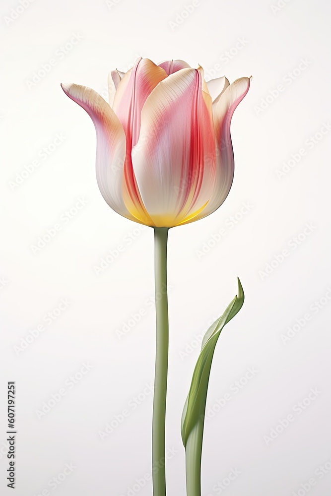 Beautiful tulip flower isolated on white AI Generative