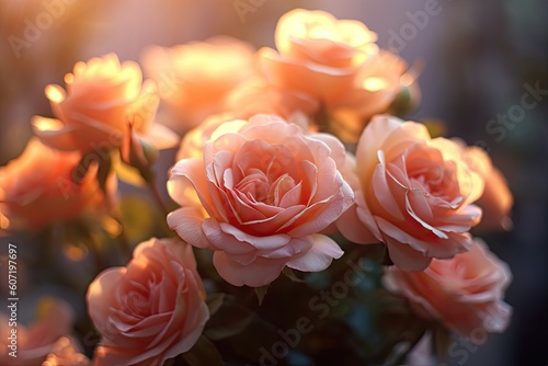 Portrait a beautiful rose flowers with light exposure AI Generative