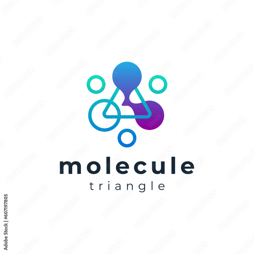 colorful and shiny molecule for science logo design
