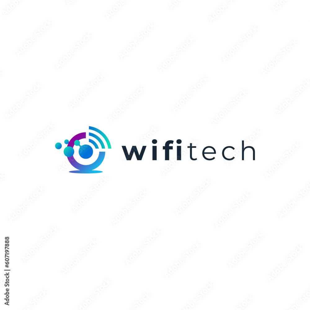 colorful wifi and dot for connection logo design