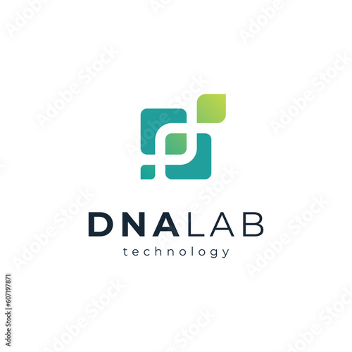 DNA and leaf for science logo design