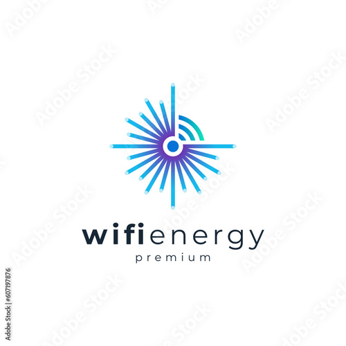 shiny wifi for internet and connection logo design