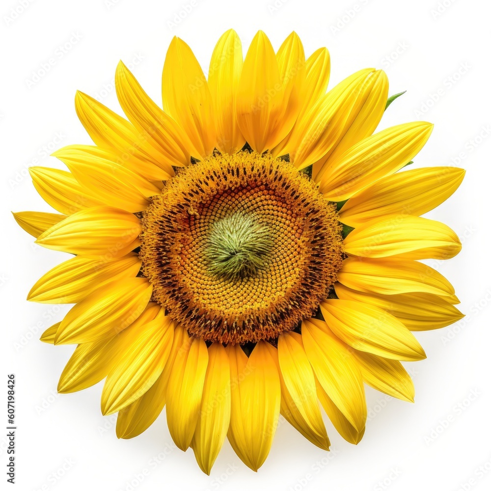 Fototapeta premium Portrait sunflower isolated on white AI Generative