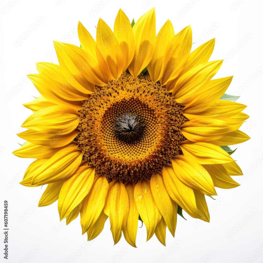 Fototapeta premium Portrait sunflower isolated on white AI Generative