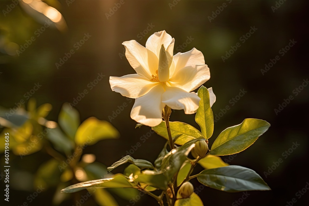 Fototapeta premium Portrait jasmine flower with light exposure AI Generative