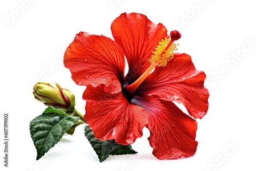 Portrait hibiscus flower isolated on white AI Generative