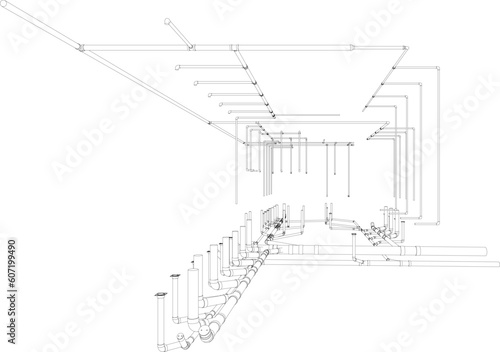 3D illustration of building piping