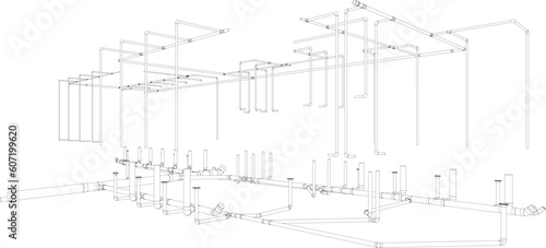 3D illustration of building piping