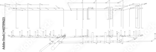 3D illustration of building piping