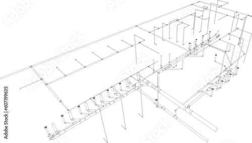 3D illustration of building piping