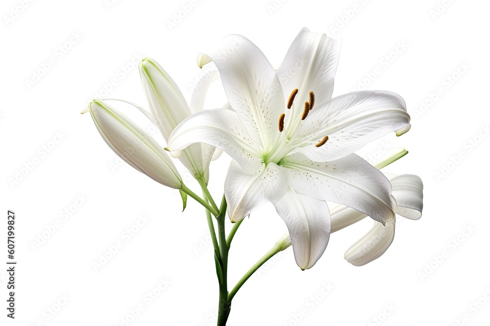 Fototapeta premium Portrait lily trumpet flower isolated AI Generative
