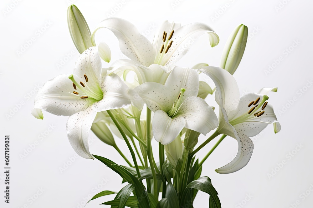 Fototapeta premium Portrait lily trumpet flower isolated AI Generative