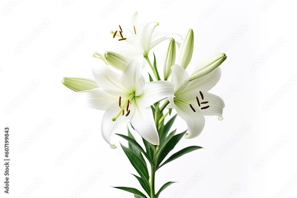 Naklejka premium Portrait lily trumpet flower isolated AI Generative