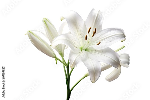 Portrait lily trumpet flower isolated AI Generative