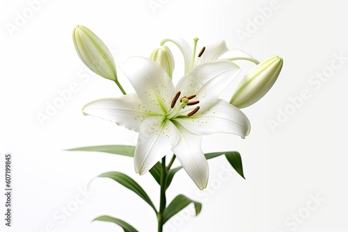 Portrait lily trumpet flower isolated AI Generative © Tebha Workspace