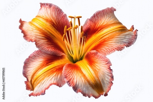 Portrait orange lily trumpet flower isolated on white AI Generative