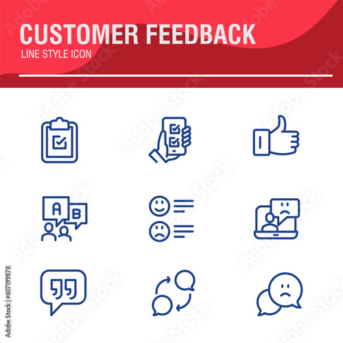 set line vector icon Testimonial, Customer Feedback and User Experience related icon set