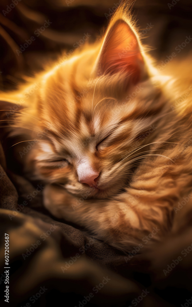 Sleeping cat, background, wallpaper, digital illustration, AI generated Sleeping cat, background, wallpaper, digital illustration, AI generated