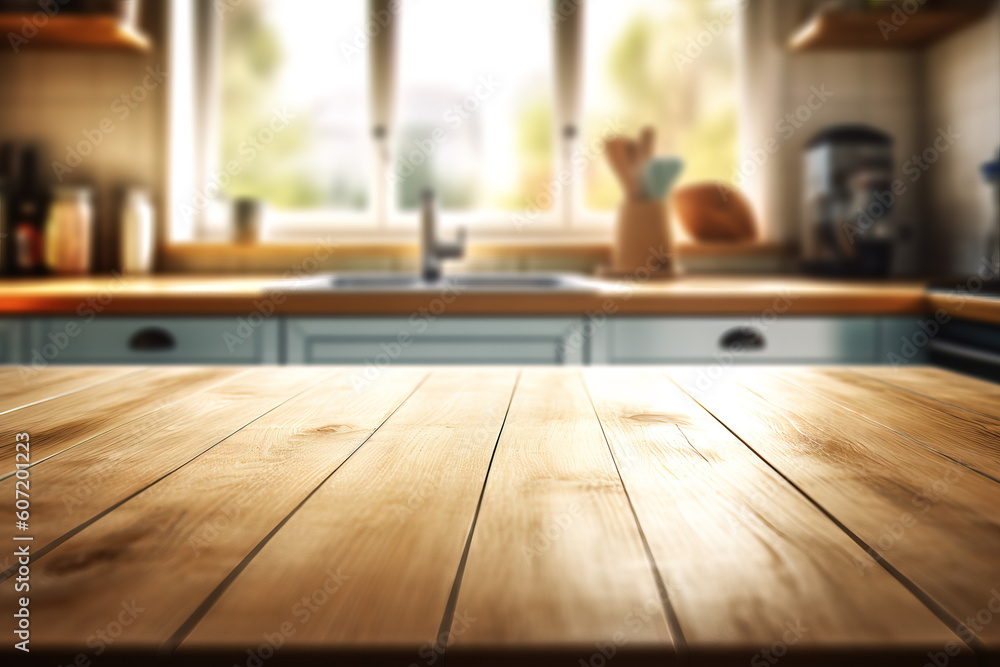 Empty wooden kitchen table island countertop Empty wooden kitchen table island countertop