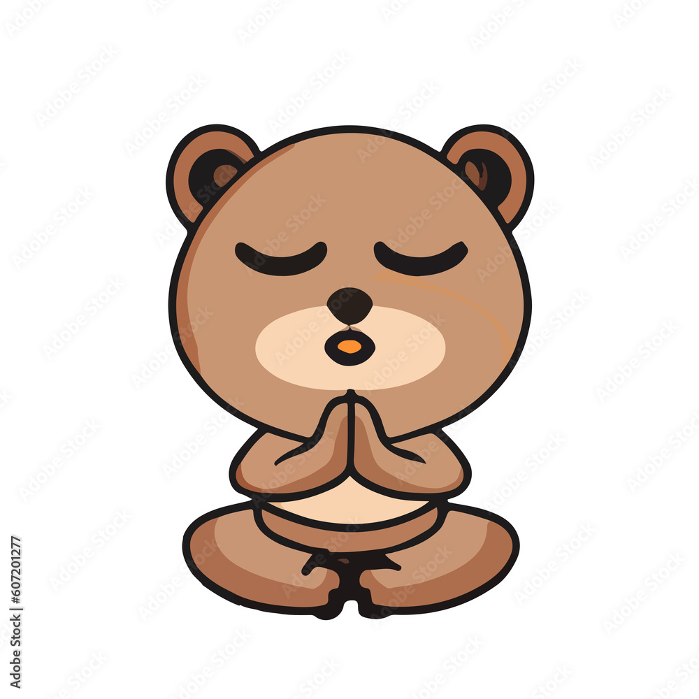 Bear relax meditation mascot icon illustration Bear relax meditation mascot icon illustration