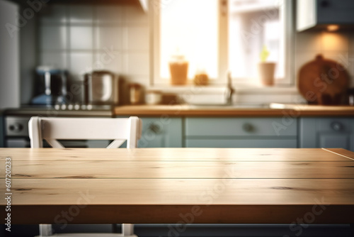 Empty wooden kitchen table island countertop © Jeremy