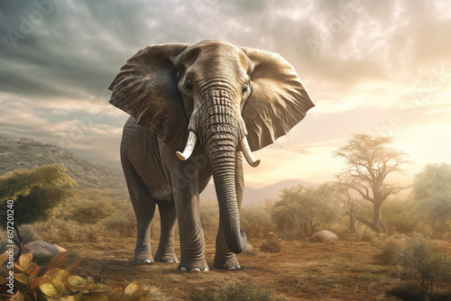 Majestic and beautiful elephant roaming the African plains © Jeremy