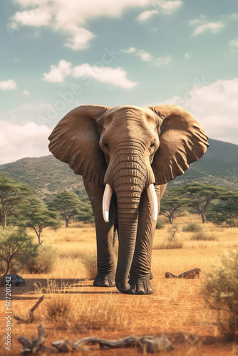 Majestic and beautiful elephant roaming the African plains