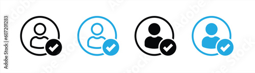 user icon set. accept user, profile with checkmark icon symbol sign collections, vector illustration
