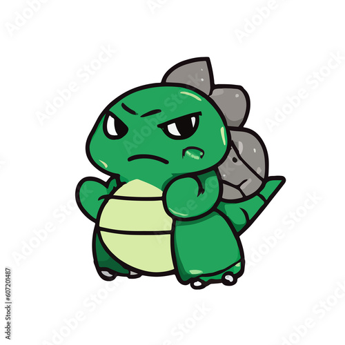 Green kaiju adorable mascot cute icon illustration
