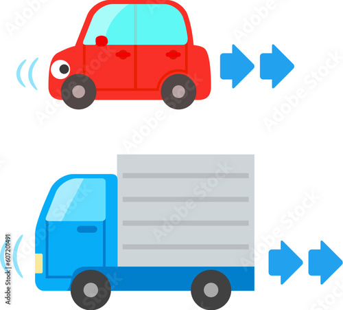 バックする車のデフォルメイラスト