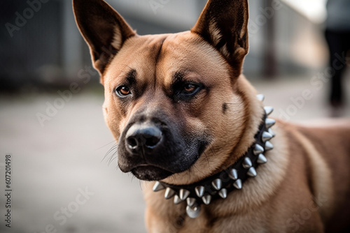 generative AI. a dog wearing a spiked collar