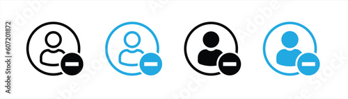 user icon set. delete user or unfollow icon symbol sign collections, vector illustration