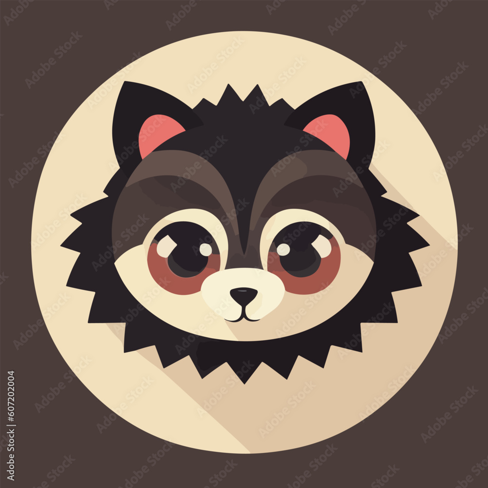 Cute vector illustration or icon of racoon