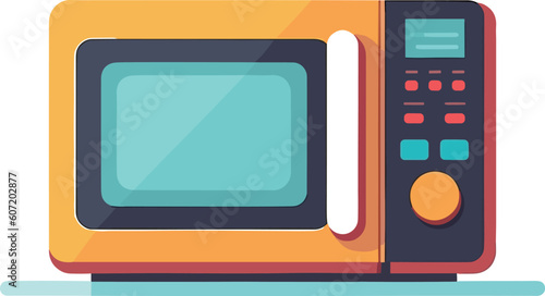 A yellow microwave oven vector illustration.