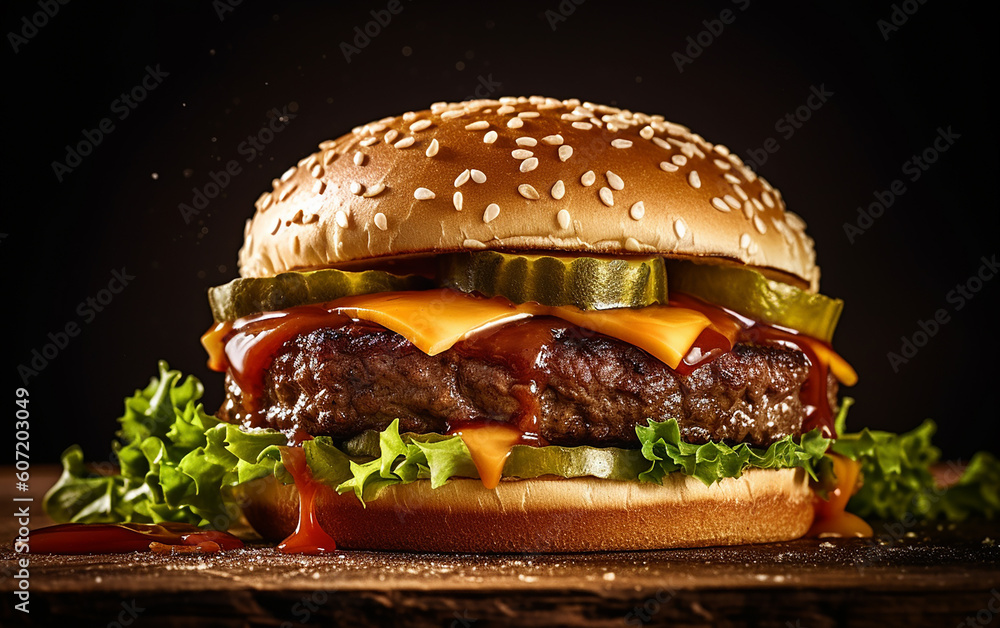 Burgers, juicy and delicious great pictures, food photography, gourmet, Generative AI Burgers, juicy and delicious great pictures, food photography, gourmet, Generative AI
