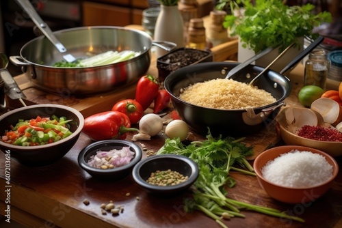 cooking fried rice in a kitchen table stuff food photography