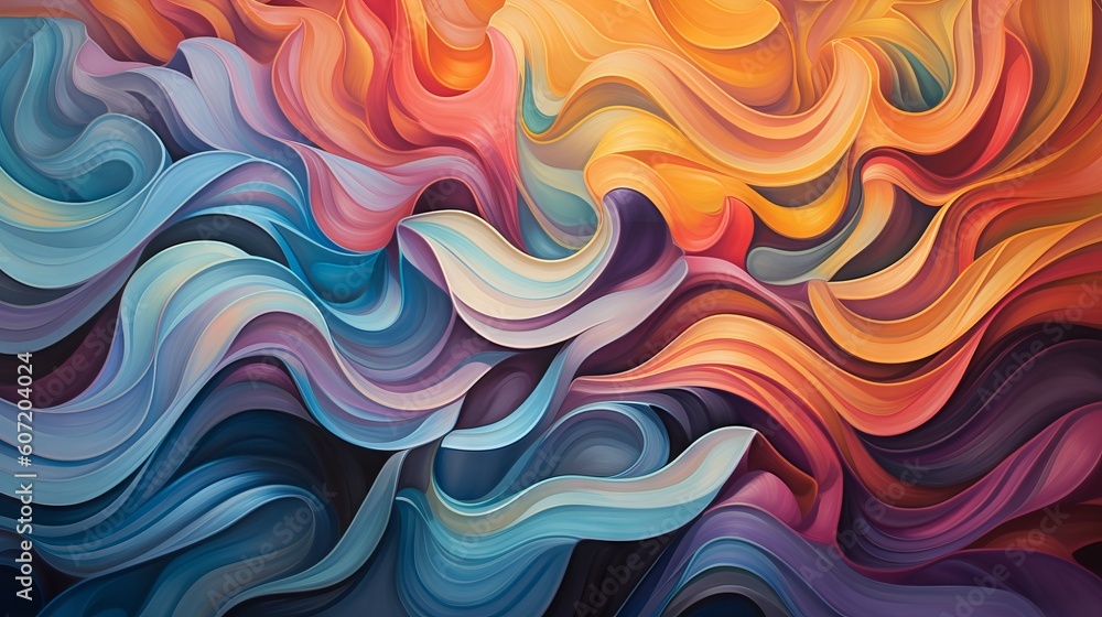 A vibrant and colorful wave painting. Generative AI