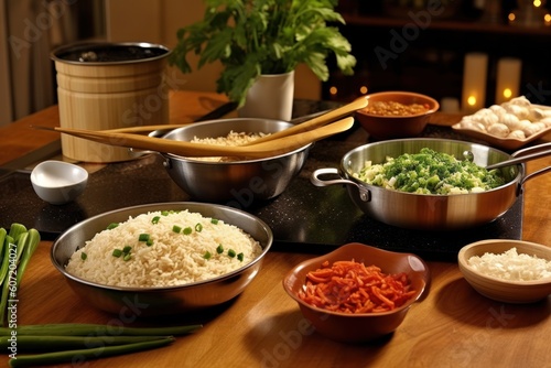 cooking fried rice in a kitchen table stuff food photography © MeyKitchen