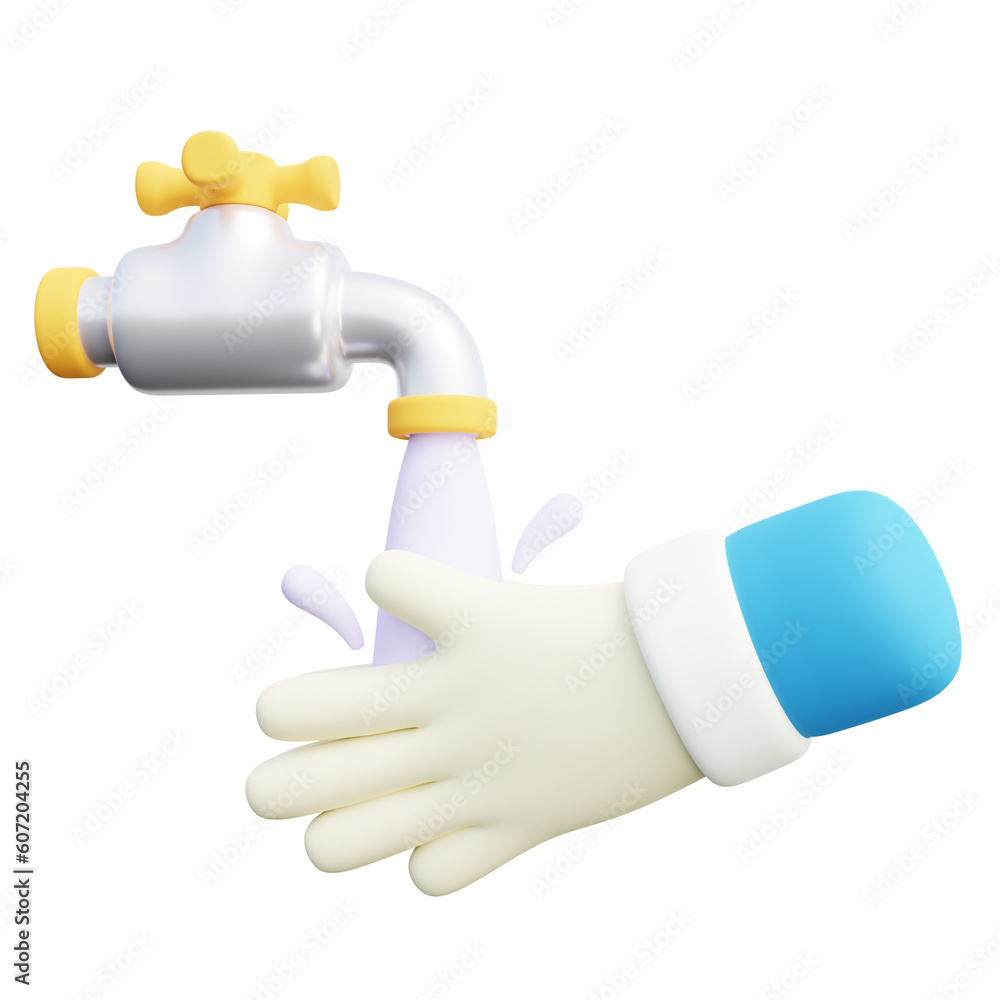 3d Illustration of Washing Hand with Flowing Water 3d Illustration of Washing Hand with Flowing Water