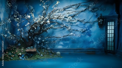 美しく神秘的な青色の背景 © shin project