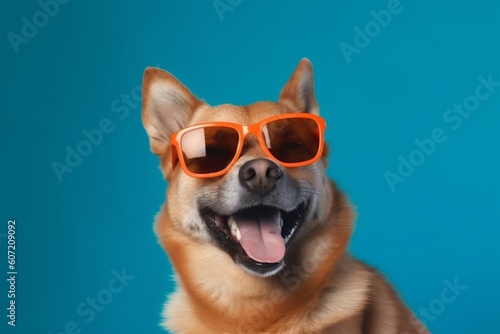 dog pet smile animal isolated funny studio cute background sunglasses portrait. Generative AI. © SHOTPRIME STUDIO