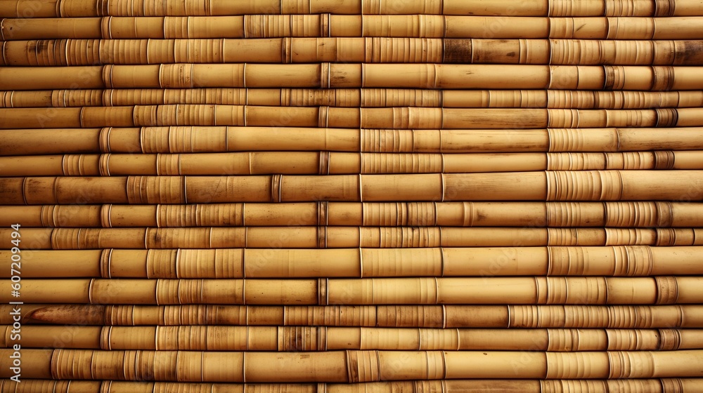 A bamboo wall texture up close. Generative AI A bamboo wall texture up close. Generative AI