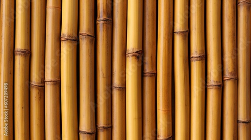 A detailed close-up of bamboo sticks with a natural texture and pattern. Generative AI