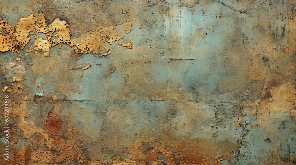 Fototapeta premium A weathered and decaying metal surface with chipped paint. Generative AI