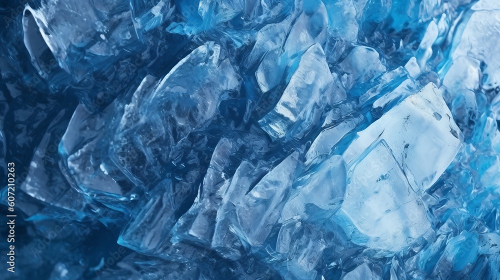 A stunning blue ice wall up close. Generative AI A stunning blue ice wall up close. Generative AI