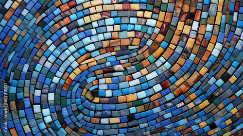 A stunning and intricate mosaic tile wall up close. Generative AI