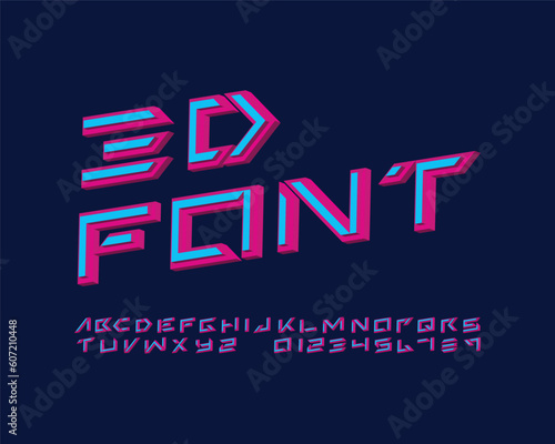 3D Edgy Designer font set in vector format
