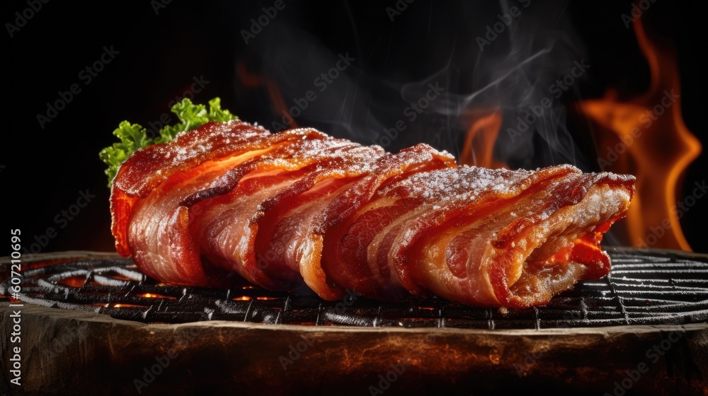 grilled bacon - food photography - made with Generative AI tools