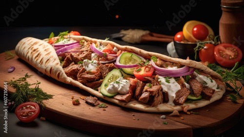 Greek gyros - food photography - made with Generative AI tools